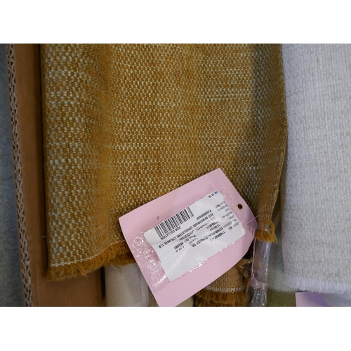 1584 - A box of upholstery fabric part rolls and roll ends