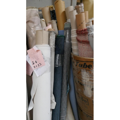 1599 - A large quantity of upholstery fabric part rolls and roll ends