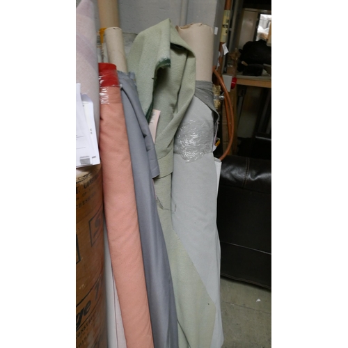 1599 - A large quantity of upholstery fabric part rolls and roll ends