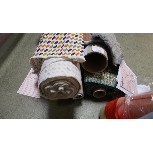 1604 - Four upholstery fabric part rolls