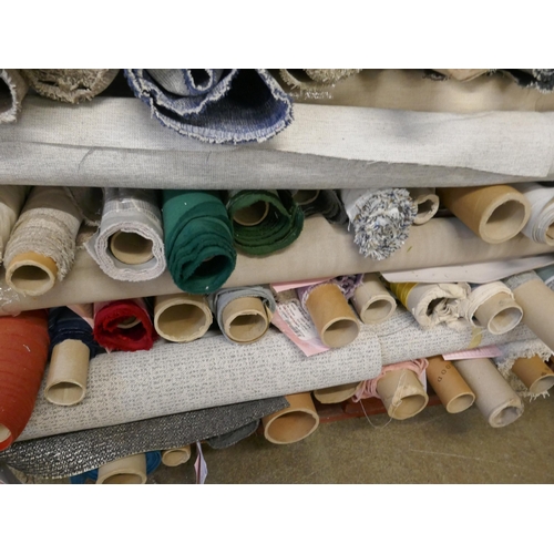 1612 - A pallet of upholstery fabric part rolls and roll ends