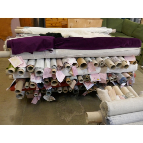 1612 - A pallet of upholstery fabric part rolls and roll ends