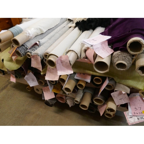 1612 - A pallet of upholstery fabric part rolls and roll ends