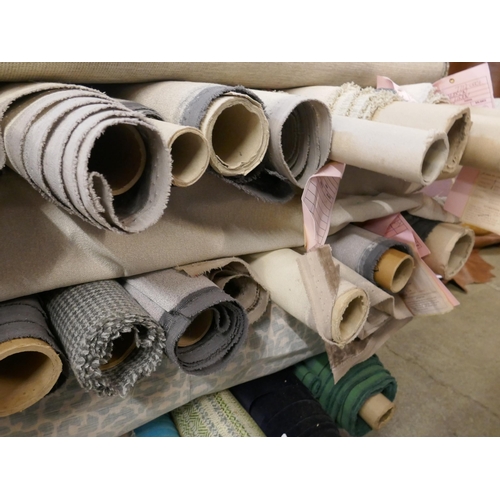 1613 - A pallet of upholstery fabric part rolls and roll ends