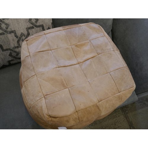 1635 - A leather patchwork footstool