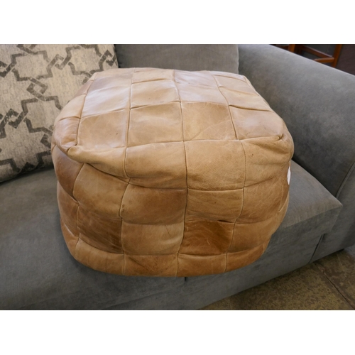 1635 - A leather patchwork footstool