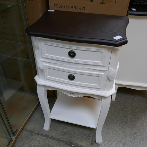 1639 - A white two drawer bedside with contrast top