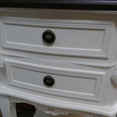 1639 - A white two drawer bedside with contrast top