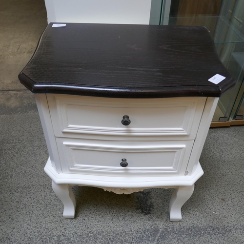 1640 - A two drawer bedside chest with contrast top