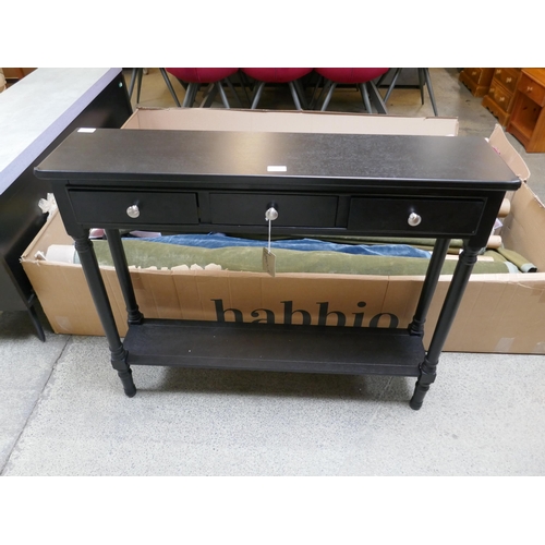 1643 - A black three drawer console table