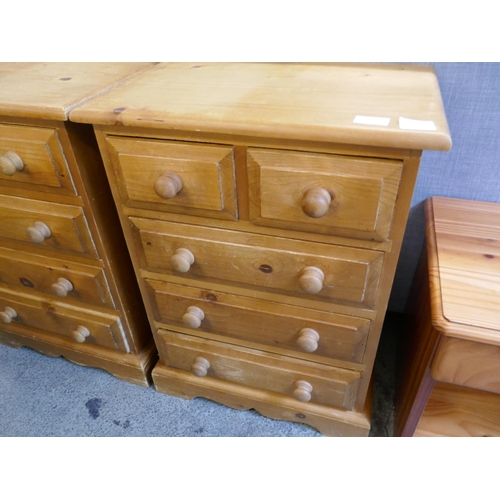 1646 - Two Pine Five drawer chests and a Pine single drawer bedside table