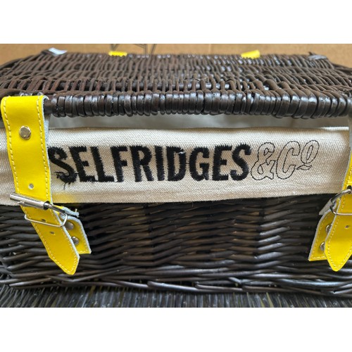 1632 - Two Selfridges & Co. black wicker hampers