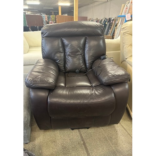 1649 - A Brown leather electric reclining armchair