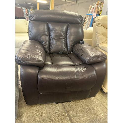 1649 - A Brown leather electric reclining armchair