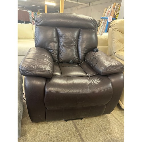 1649 - A Brown leather electric reclining armchair