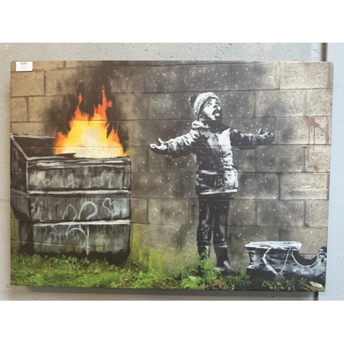 1676 - A Banksy style print on canvas