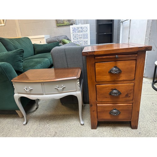 1684 - A Pine Three drawer chest and a French style side table