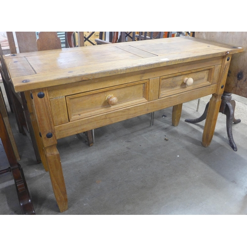 199 - A pine two drawer serving table