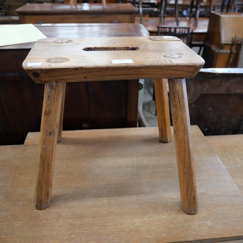 217 - A small Victorian elm kitchen stool