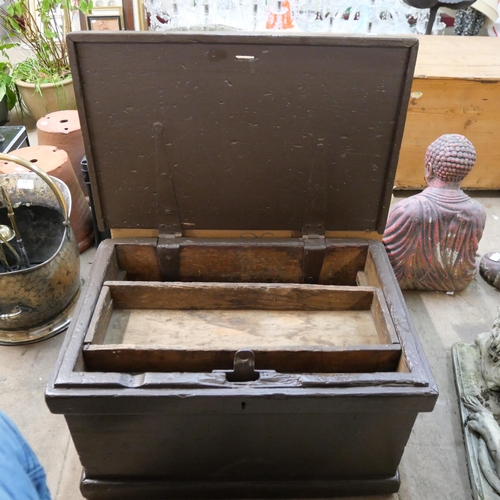 244 - A Victorian pine fitted tool box