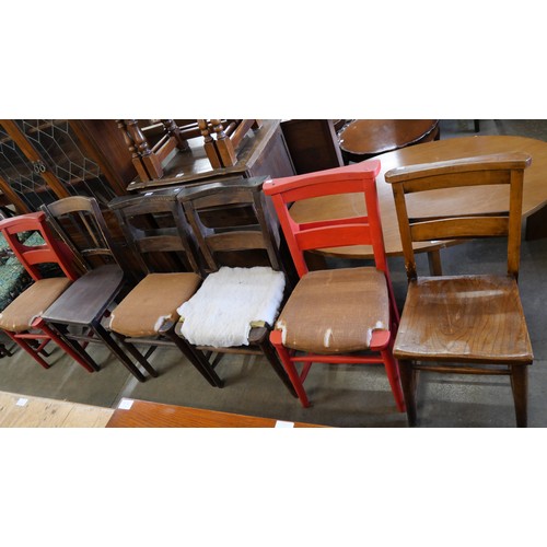 208 - Six assorted chapel chairs