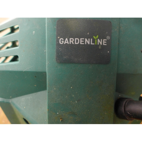 2214 - A Gardenline 25cc petrol driven grass trimmer multi tool with an Oregon double guard chainsaw blade,... 