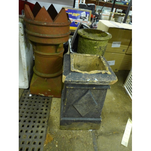 2314 - 5 assorted Vintage chimney pots and a large ceramic Belfast sink