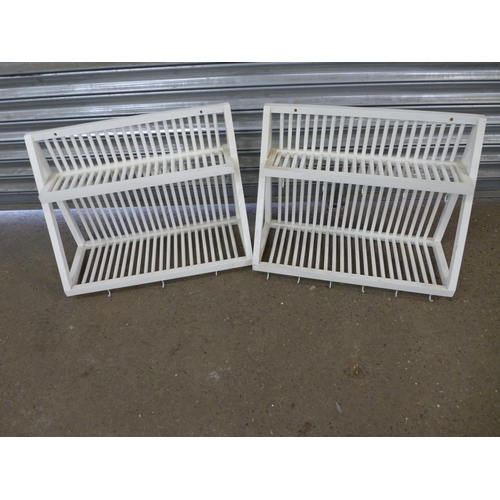 2315 - Two small Pulleymaid plate racks, two large Pulleymaid plate racks, a two door 60cm x 50cm wooden ca... 