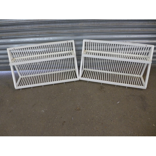 2315 - Two small Pulleymaid plate racks, two large Pulleymaid plate racks, a two door 60cm x 50cm wooden ca... 