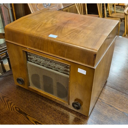 344 - A walnut Ferguson radio and record player