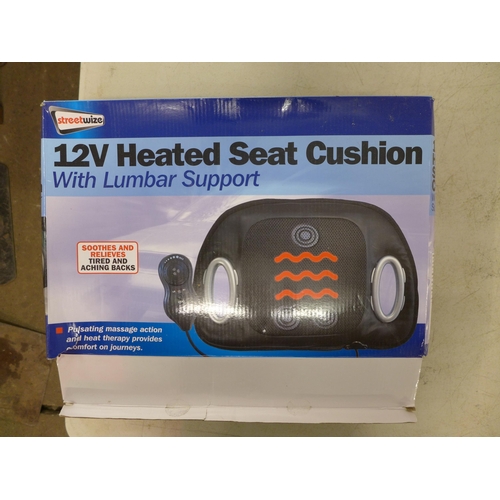 2351 - Two boxes of assorted items including Streetwise 12v heater, Clarke hot air gun, fan, car seat, bar ... 