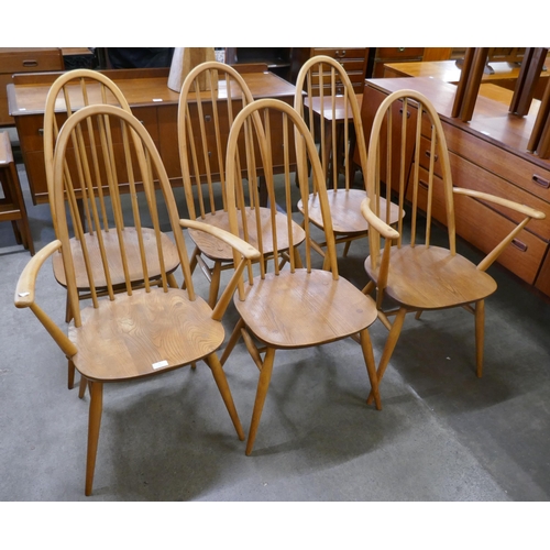 3 - A set of six Ercol Blonde elm and beech Quaker chairs