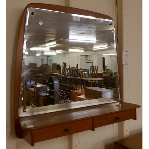 7 - A Danish teak two drawer hall mirror