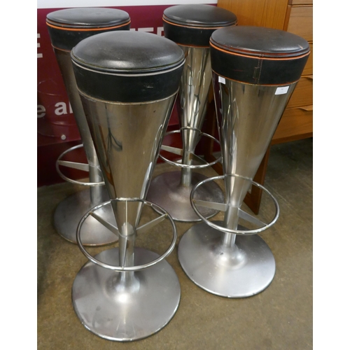 75 - A set of four Swedish Johanson Design chrome bar stools, designed by Leo Thafvelin