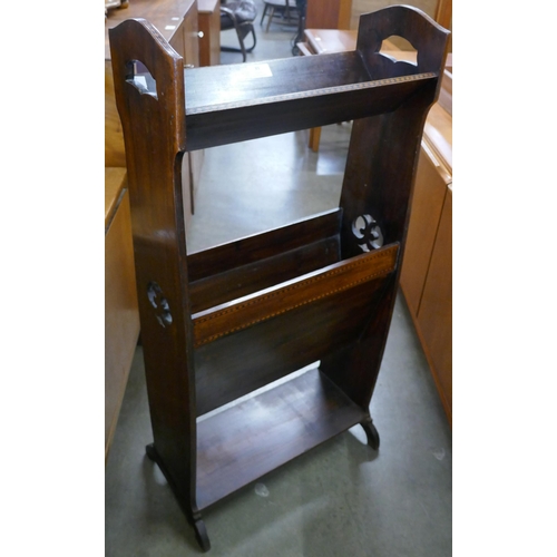 89 - An Arts and Crafts inlaid mahogany reading stand