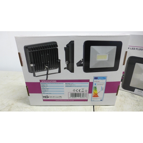 2078 - Two Knightsbridge FLF50M 230v IP65 50w 4000k LED floodlights with microwave sensors - boxed and unus... 