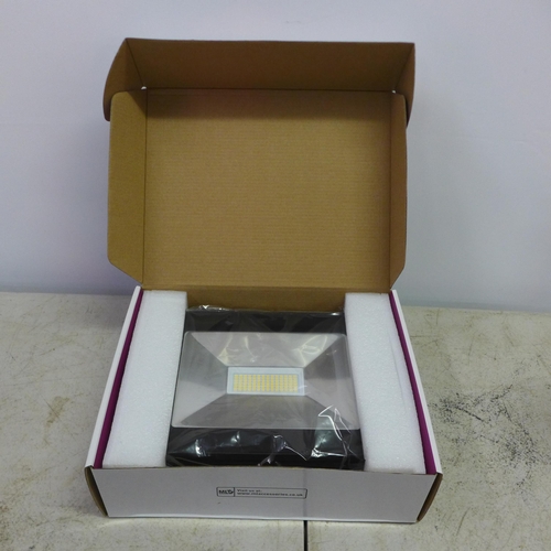 2078 - Two Knightsbridge FLF50M 230v IP65 50w 4000k LED floodlights with microwave sensors - boxed and unus... 