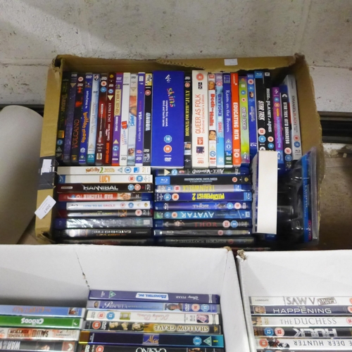 2087 - A collection of 3 boxes of assorted DVDs and Blu-Rays