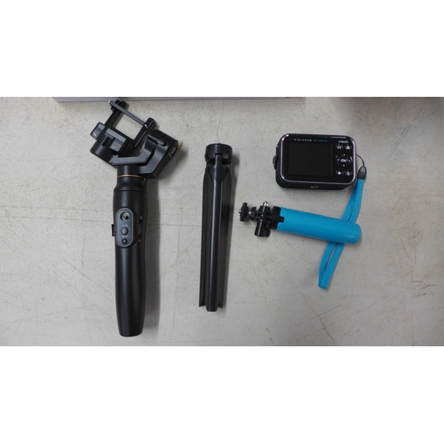 2107 - A Feiyutech 3 axis stabilised handheld gimbal for action cameras and a Vtech Kiddie Zoom digital cam... 