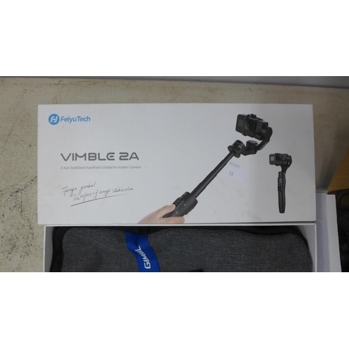 2107 - A Feiyutech 3 axis stabilised handheld gimbal for action cameras and a Vtech Kiddie Zoom digital cam... 