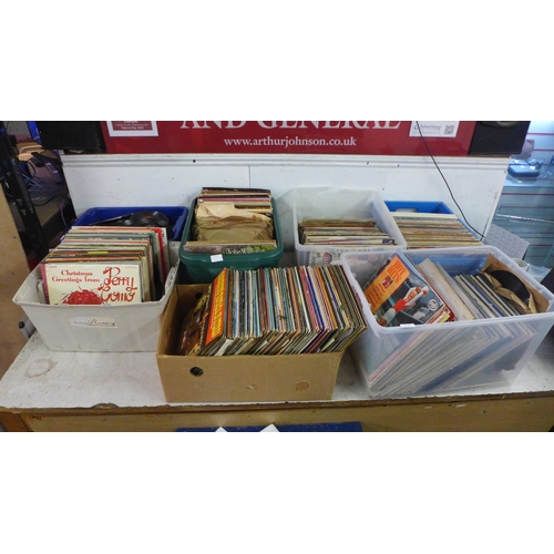 2116 - 7 Boxes of singles and LPs in a wide range of different music styles and genres - approximately 650 ... 