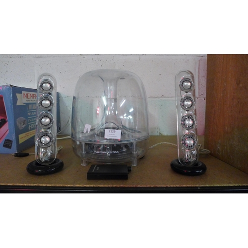 2129 - A Harman/Kardon Soundsticks 3 speaker system with 2 satellite speakers and subwoofer