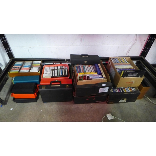 2133 - A large collection of approx.13 boxes of assorted tape cassettes featuring a wide range of different... 