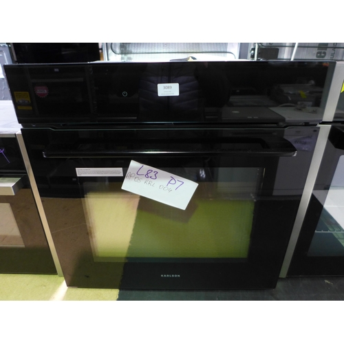 3089 - Karlson Single Pyrolytic Black Glass Oven - Model no. TFTPYOVBKD  H595xW595xD546, Original RRP  £854... 