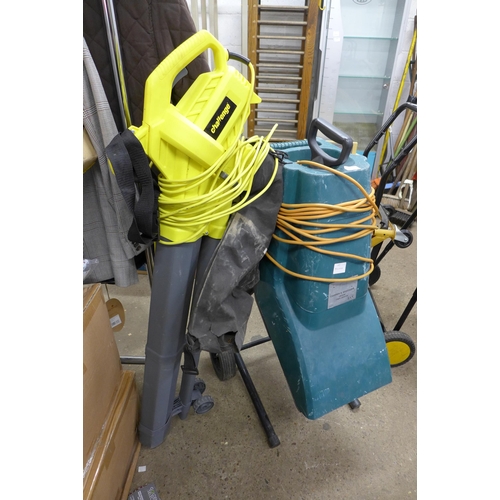 2281 - A Performance Power 1800w garden chipper and shredder model 1800SB and a Challenge electric garden b... 