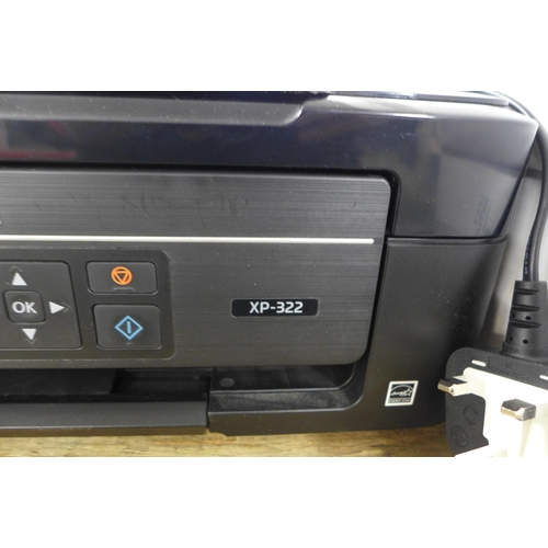 2370 - An Epson XP-322 Expression home printer copier and a quantity of Epson Expression home printer cartr... 