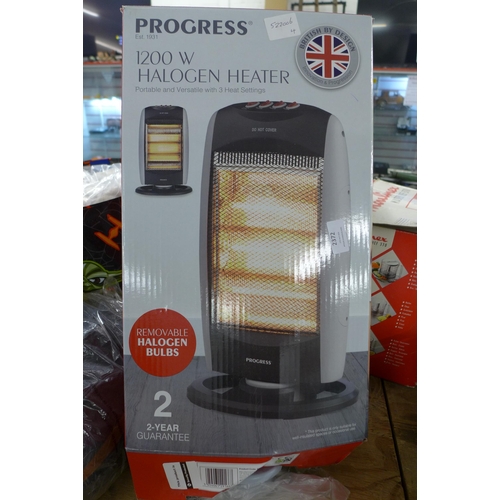 2372 - A Progress 1200w halogen heater with removable bulbs and three heat settings