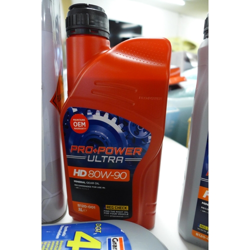 2376 - A 5l container of Leading Solvents Automotive Products Synthetic Thinner, two 1l bottles of Pro+ Pow... 