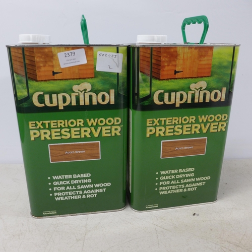 2379 - Two 4l containers of Cuprinol Acorn Brown Water Based Exterior Wood Preserver