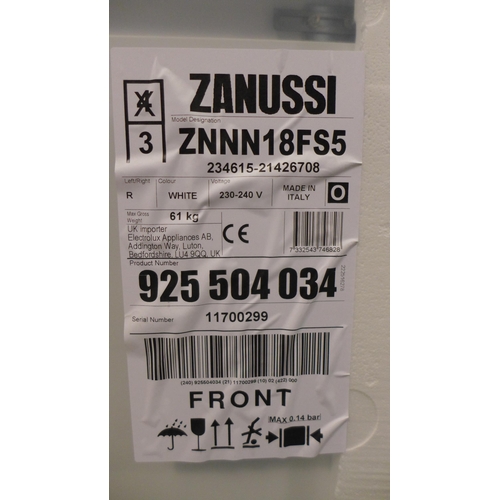 3168 - Zanussi 50/50 Integrated Fridge Freezer (Frost Free) H1772xW548xD549 - Model no. ZNNN18FS5  , Origin... 